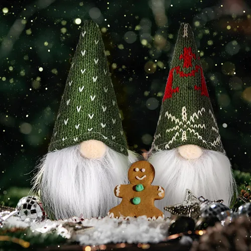 Vista 7 de TOYANDONA 6 gnomos verdes colgantes para árbol de Navidad, gnomos suecos de felpa, decoraciones de Navidad para decoración de fiesta de árbol