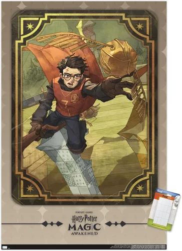Vista 10 de Trends International Harry Potter: Magic Awakened - Póster de pared de Harry Quidditch, 22.4 pulgadas de largo x 14.7 pulgadas, versión enmarcada
