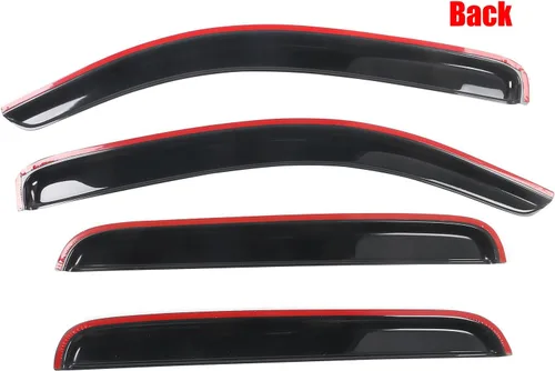 Vista 3 de IKON MOTORSPORTS - Visera de ventana compatible con Toyota Tacoma de doble cabina 2005-2015, estilo delgado, humo, teñido de humo, lluvia, deflector
