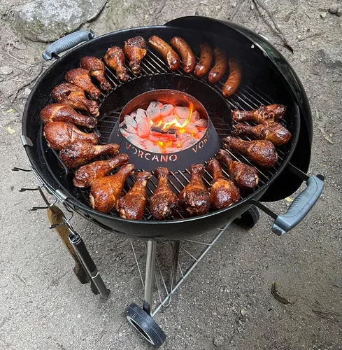 Vista 8 de Vorcano BBQ Brand - Cono de parrilla de carbón Vortex de acero inoxidable compatible con hervidor Weber, huevo verde grande, Kamado Joe