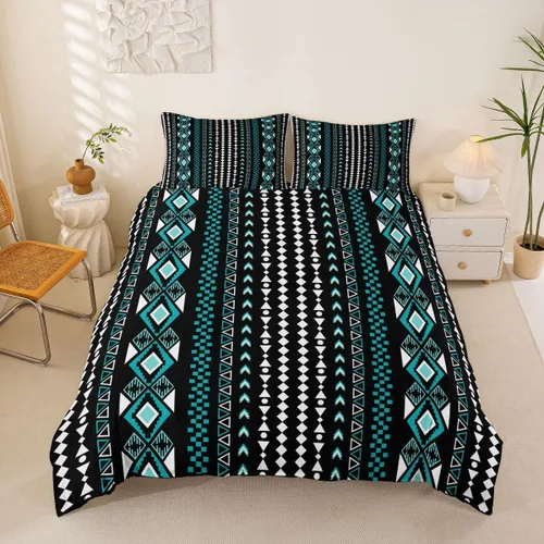 Vista 27 de Erosebridal Bohemian Duvet Cover Twin Country Southwestern Comforter Cover for Kids Teens Boho Aztec Arrows Diamond Bedding Set Black Gray Geometric