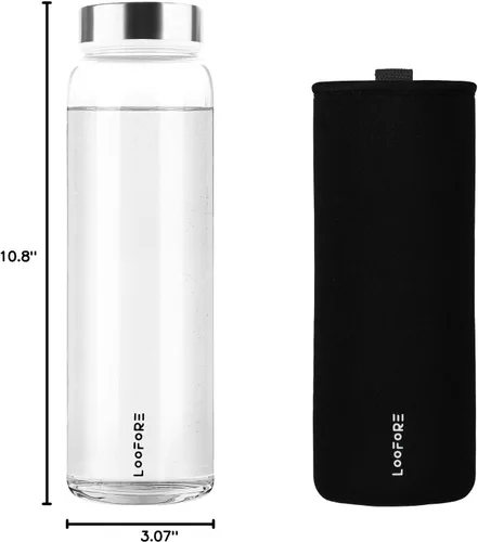 Vista 8 de Botellas de agua de vidrio de 32 onzas, botellas de vidrio de boca ancha de 1 litro/1000ml con tapas, botella de agua grande de vidrio