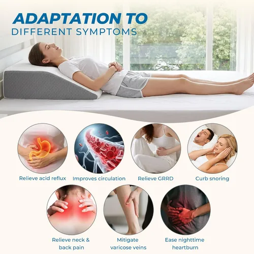 Vista 5 de Almohada de cuña para aliviar el dolor de espalda, almohada de reflujo ácido, almohadas de espuma viscoelástica para dormir, almohada triangular
