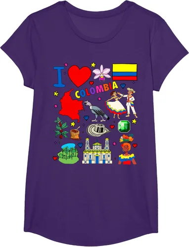 Vista 15 de Camiseta con diseño de bandera y mapa de I Love Colombia dibujada a mano