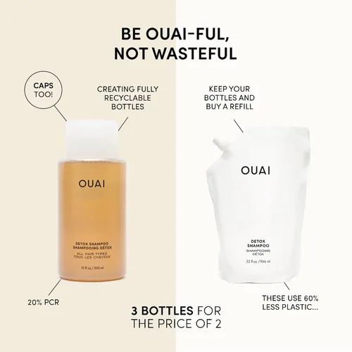 Vista 9 de OUAI Paquete de peinado y tratamiento del cabello, incluye acondicionador sin enjuague y champú desintoxicante, productos para el cuidado