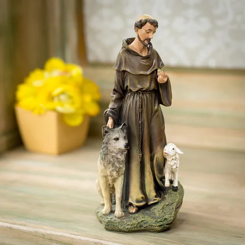 Vista 3 de Renaissance Collection Joseph's Studio by Roman - Figura exclusiva de San Francisco con animales, 9.75 pulgadas