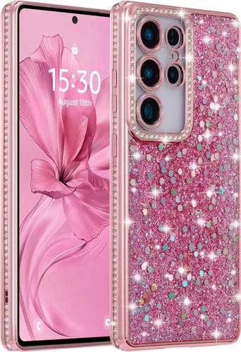 Vista 12 de FABSPARK Funda para Samsung Galaxy S22, Cristal Brillante Diamante Pedrería Lentejuela Brilloso Reluciente Espumoso Brillante Lujoso Galvanizado