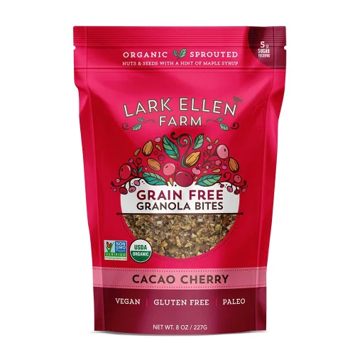 Vista 17 de Lark Ellen - Mordeduras sin granos Vanilla Cinnamon, Cacao Cherry, and Berrylicious sprouted grain-free clusters, Certified Organic, Vegan