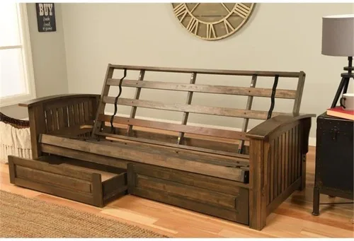 Vista 3 de Kodiak Furniture Washington - Marco de futón tamaño Queen con cajones de almacenamiento, marco de futón de madera con colchón incluido en color azul