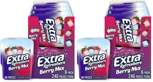 Vista 9 de EXTRA Refreshers Berry Mix - Goma de mascar sin azúcar, botella de 40
