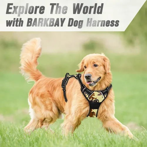 Vista 8 de BARKBAY - Arnés para perro sin tirones con clip frontal, material resistente y reflectante, asa de fácil control para pasear perros grandes