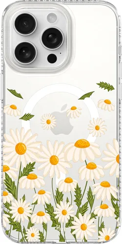 Vista 66 de LONLI Hue - para iPhone 15 Pro Max [Compatible con Magsafe] - Funda de teléfono floral dorada - [Amortiguador de 360°] - Funda de teléfono linda