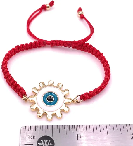 Vista 3 de LESLIE BOULES Pulsera tejida de cuerda roja de mal de ojo para mujer, joyería artesanal, Cristal
