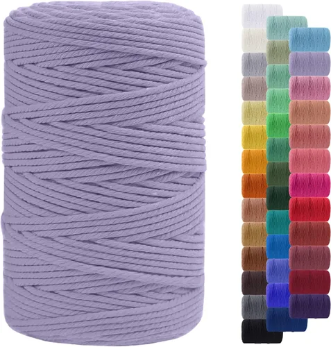 Vista 50 de Cordón de macramé de 0.079 pulgadas, cuerda de algodón natural de 109 yardas, hilo de cuerda de macramé para manualidades, ganchos de pared