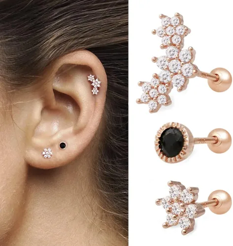 Vista 4 de SoSHESHINES Aretes chapados en oro de 14 quilates con poste de oro sólido de 14 quilates Piercing de cartílago pequeño e hipoalergénico