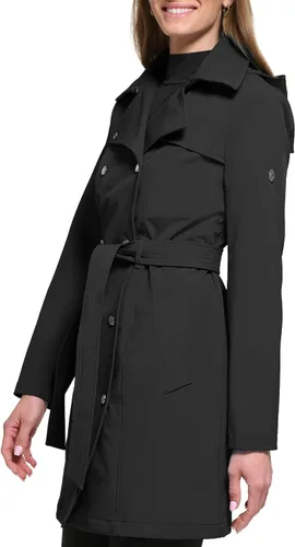 Vista 4 de Calvin Klein Women's Double Breasted Belted Rain Jacket with Removable Hood
