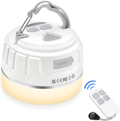 Vista 9 de Sinvitron - Linterna LED para campamento recargable con control remoto - 1000 lúmenes, 150 horas de duración, luz para tienda de campaña, 5200 mAh