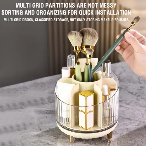 Vista 5 de Caja de maquillaje, caja de almacenamiento giratoria de 360°, caja organizadora de maquillaje, estuche de cosméticos, organizador de maquillaje
