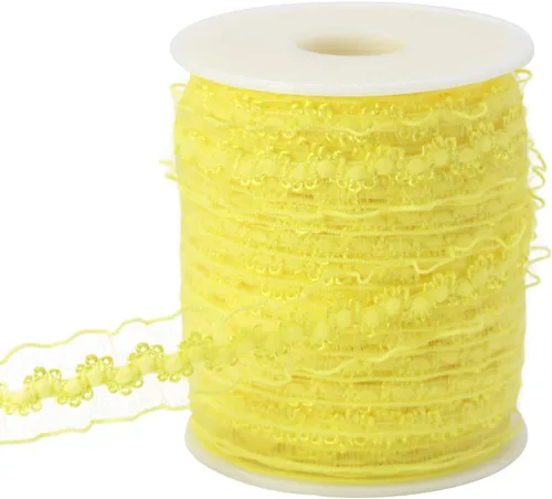 Vista 17 de Cinta de encaje elástica negra con volantes de 20 yardas para coser de 1 pulgada de organza de doble onda, ajuste de encaje, ropa y ropa