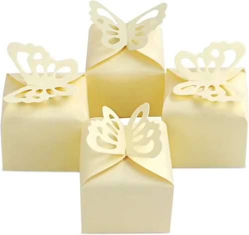 Vista 9 de Kslong 50 cajas de regalo de mariposa rosa para niña, baby shower, mariposa, caja de caramelos, decoración de fiesta, boda, cumpleaños, pequeñas