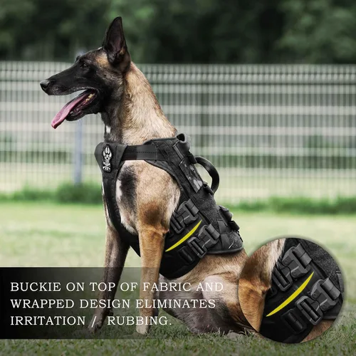 Vista 2 de PETAC GEAR Arnés Táctico para Perros K9 Chaleco de Entrenamiento para Perros Ajustable Acolchado para Perros de Servicio Policial de Trabajo Negro