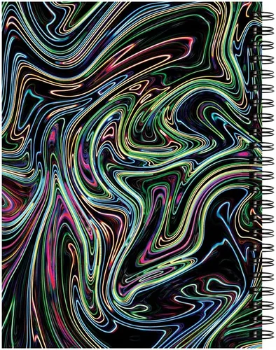 Vista 3 de UCreate Libro de bocetos de poliéster de moda, diseño abstracto, 9 x 12 pulgadas, neón 75 hojas