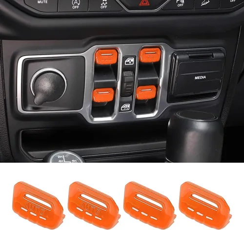 Vista 8 de Cubierta de botón para interruptor de ventana, accesorios interiores para Jeep Wrangler JL JLU y Gladiator JT 2018-2025 (verde)