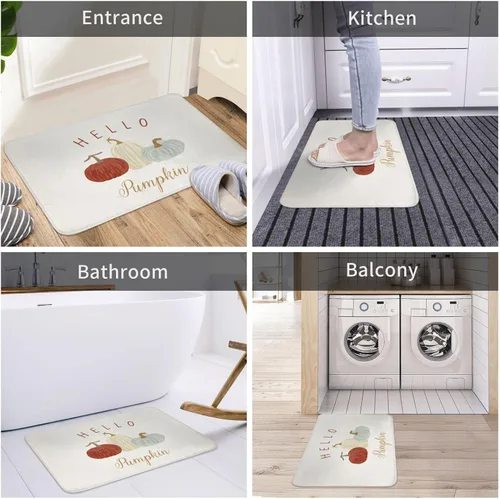 Vista 7 de Alfombra de baño para baño, calabaza, otoño, granja, Acción de Gracias, alfombra de ducha de espuma viscoelástica antideslizante, alfombra pequeña