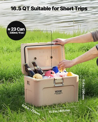 Vista 2 de VEVOR Portable Cooler,Hard Cooler with Ice Retention, Heavy-Duty Handles and Strap, Lightweight Rigid Material Insulated Portable Cooler, Suitable