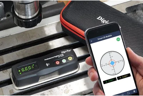 Vista 2 de Nivel de precisión Smart Master de 2 ejes DWL1500XY Bluetooth, 0.0002 pulgadas/ft (0.001 in/m o 4 seg) - Paquete de 3 3-unidades (negro)