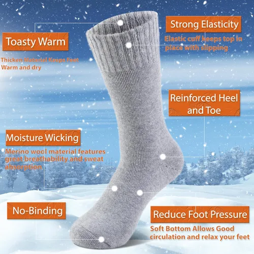 Vista 4 de NevEND 6 pares de calcetines térmicos de lana merino de invierno para mujer, con aislamiento grueso, para actividades al aire libre en clima frío