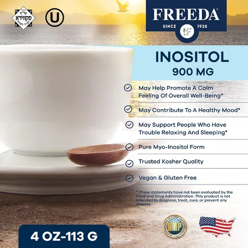 Vista 2 de FREEDA Polvo puro de mio-inositol – Vitamina B8 para hormonas, estado de ánimo y salud celular – Apoya la fertilidad, la concentración, la energía