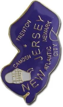 Vista 2 de Nueva Jersey - Pin de solapa del mapa del estado, Acero aleado, No es una piedra preciosa