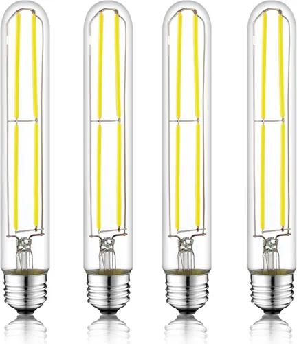 Vista 23 de Bombilla LED E26 de 7.3 pulgadas, 6 W, regulable, bombillas Edison blancas suaves de 2700 K, 800 lm, igual a 80 W, tubular T10 T9, bombilla larga