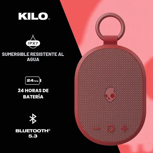 Vista 2 de Skullcandy Kilo - Altavoz Bluetooth inalámbrico - IPX7 Mini altavoz Bluetooth impermeable con batería de 24 horas, radiador pasivo de encendido
