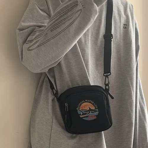 Vista 5 de Bolso de lona pequeño bolso cruzado para hombre, bolsos para mujer, bolso cruzado estético