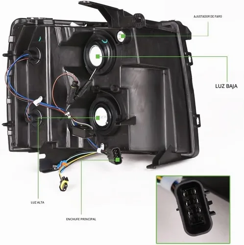 Vista 4 de 7422441821830 Compatible con Chevy Silverado 2007-2013 1500/2007-2014 2500 3500 HD DRL LED Strip Bar Faros delanteros con reflector ámbar Negro
