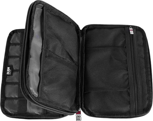 Vista 3 de Organizador de equipaje con doble capa para viajes BUBM, para llevar dispositivos y accesorios electrónicos., Negro, 2 capas M Bolsa de viaje