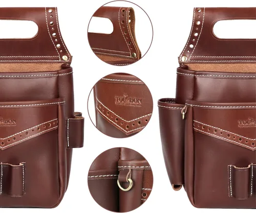 Vista 3 de TOURBON Bolsa de cuero para munición en la cintura, escopeta para deportes, arcillas, trampa, skeet, disparo (bolsa de munición)