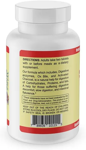 Vista 3 de Suplemento súper digestivo de Sunshine Naturals. Bile de buey y carbón activado para apoyo digestivo, alivio de la hinchazón, limpieza intestinal