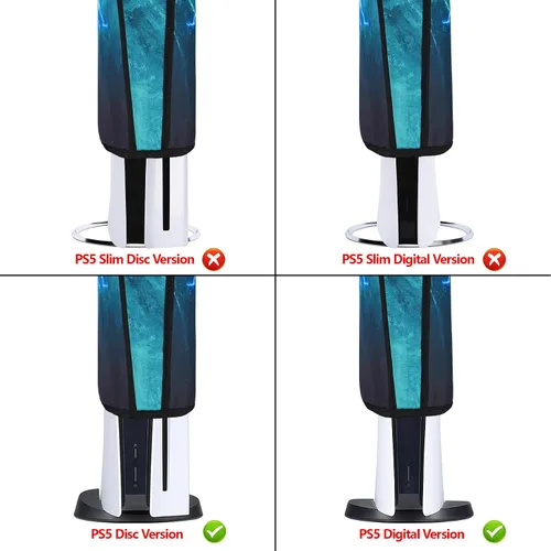 Vista 2 de PlayVital Dust Cover for PS5, Waterproof Console Cover, Soft Nylon, Compatible with Digital & Disc Edition - Green Storm Thunder