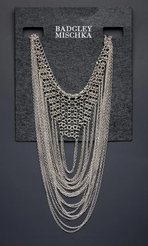 Vista 5 de Badgley Mischka Collar para mujer, elegante cadena de bordillo, collar de babero, joyería de disfraz