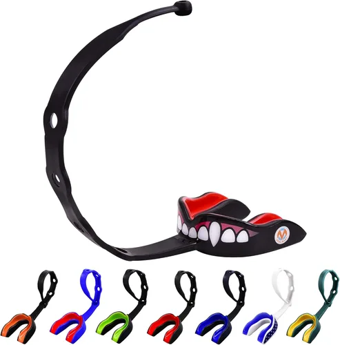 Vista 28 de Oral Mart - Protector bucal deportivo con correa para fútbol, lacrosse, hockey sobre hielo, taekwondo