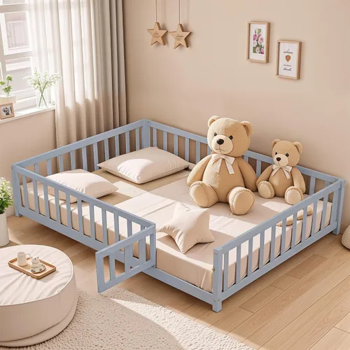 Vista 10 de Cama de plataforma tapizada de terciopelo tamaño Queen con cabecera con patrón de flores, marco de cama de madera para dormitorio con soporte