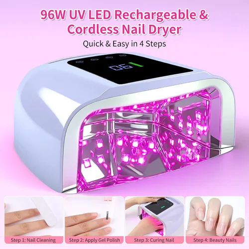 Vista 14 de ANGNYA - Luces U V para uñas, lámpara LED de uñas para esmalte de gel, secadora de uñas