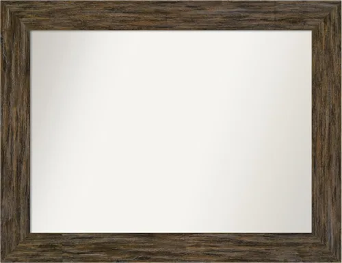 Vista 76 de Amanti Art Espejo personalizado, espejo de baño marrón Fencepost, espejo de pared o espejo de tocador de baño sobre el fregadero (27 x 27 pulgadas)