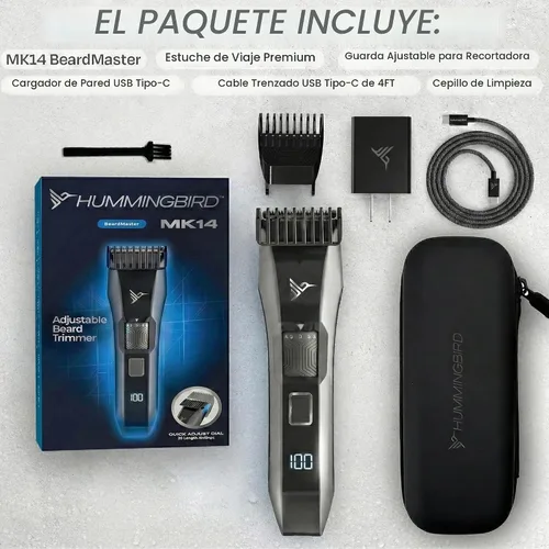 Vista 6 de HUMMINGBIRD MK14 BeardMaster - Cortadora de barba prémium para hombres, esfera de precisión, 20 ajustes de longitud ajustable, hoja en T de acero