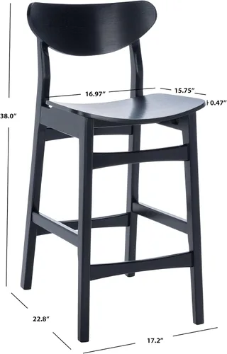 Vista 3 de SAFAVIEH Home Collection Thaxton Mid-Century Farmhouse - Taburete de mostrador negro de 26 pulgadas