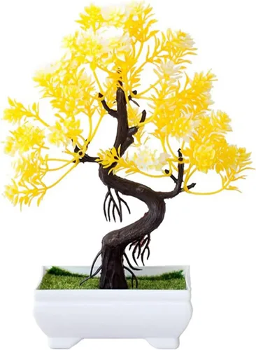 Vista 5 de HASMI Plantas falsas plantas artificiales, plantas de árbol bonsái, flores falsas, adornos en maceta para decoración del hogar, decoración de A-01