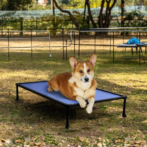 Vista 8 de Veehoo Cama elevada para perros a prueba de mordidos, cama elevada indestructible para masticadores agresivos, plataforma de entrenamiento